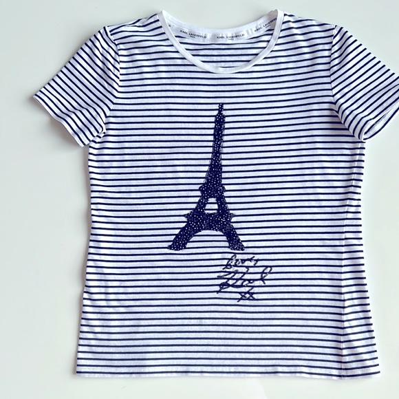 2 Nautical stripes tops, Embellished chic design- Karl Lagerfeld and W5 - Picture 2 of 12